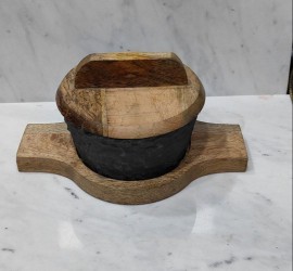 MEAL IN THE BOWL WITH WOODEN BASE & LID LARGE
