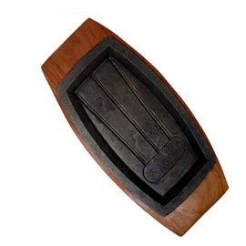  Continental Sizzler Plate With Wooden Stand, Sizzler Platter For Grilling And Serving | Rustic Sizzler | Sizzling Dish | Hot Sizzler Plate 12 Inch in Jamshedpur