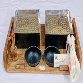  Wooden Snacks Warmer With Two Plates Square in Agartala