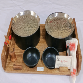  Wooden Snacks Warmer With Two Plates Round in Agartala