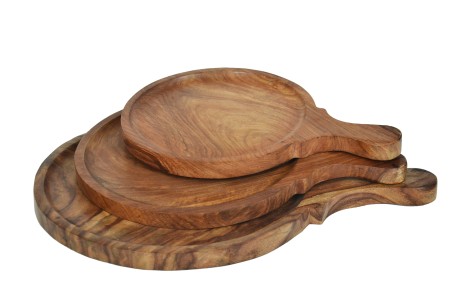 WOODEN PLATE SHEESHAM WITH HANDLE 30 CM