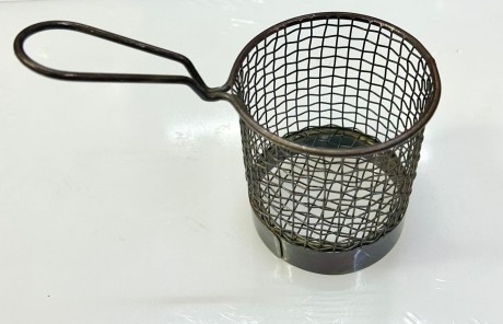 Metal French Fry Basket Round Antique